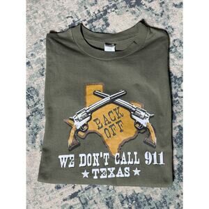 Texas We Don't Call 911 Dual Revolver Back OFF Biker Firearms Sz large VTG Rare